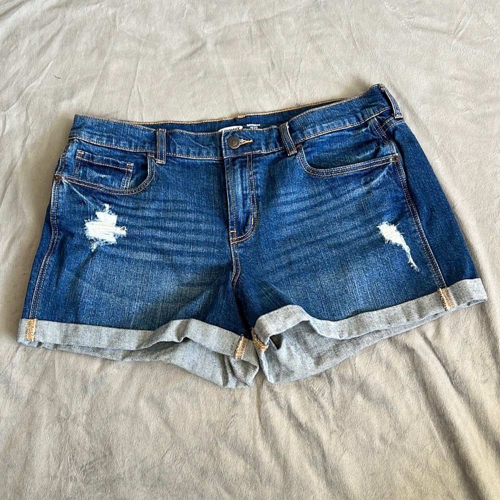Old Navy destructed cuffed denim shorts